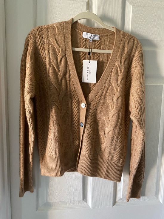 Scotch & Soda Sweaters - Scotch & Soda Tan Cable-Knit V-Neck Cardigan